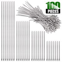 Keadic 30Pcs 304 Stainless Steel Zip Ties Exhaust Wrap Coated Locking, Metal Cable Zip Ties - 4/5.9/8/11.8 Inches