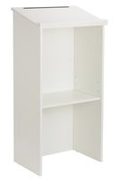 AdirOffice Stand up, Floor-Standing Podium, Lectern with Adjustable Shelf and Pen/Pencil Tray (White Wood)