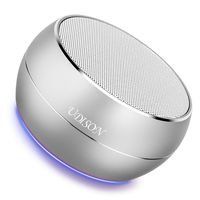 Bluetooth Speaker with Dual Stereo Pairing UDISON Portable Mini Outdoor Wireless Speaker with Enhanced Bass, Built-in Mic, Handsfree, TF& Aux for Phones Ipad Echo Dot -Silver
