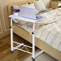 US Fast Shipment Quaanti Laptop Cart Home Rolling Over Bed Sofa Side Table Height Adjustable Mobile Laptop Stand Desk Laptop Overbed Table Food Tray Rolling Desk Holder with Wheels (White)