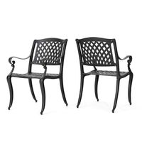 Christopher Knight Home 239070 Marietta Outdoor Cast Aluminum Dining Chairs, 2, Black