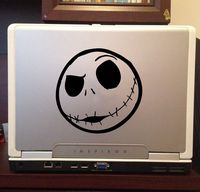 Jack Skellington face Nightmare Before Christmas Sticker Decal Car Window Wall Macbook Notebook Laptop 6 inches black