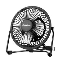 USB Desk Fan,EasyAcc 4 Inch Mini USB Table Fan Electric 4 Blades Portable Personal Fan with 360°Rotation and Adjustable Angle Cooling Floor Fan Fit All USB Device for Office Home Desktop Table - Black