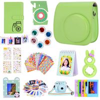 Bsuuy Instax Mini 9 Camera Accessories for FujiFilm Instax Mini 9 8 8+ Camera with Mini 9 Case/Album/Selfie Lens/Filters/Wall Hang Frames/Camera Sticker/Shoulder Strap （12 in 1 Grass Green）