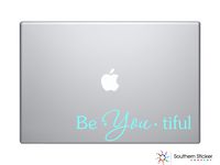 Be You Tiful Text Black Bathroom Silhouette Macbook Symbol Iphone Apple Ipad Decal Skin Sticker Laptop (Mint)