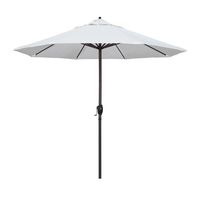 California Umbrella 9' Round Aluminum Market Umbrella, Crank Lift, Auto Tilt, Bronze Pole, White Olefin
