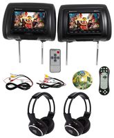 Rockville RDP711-BK 7" Black Car Headrest Monitors w/DVD Player/USB/HDMI+Games