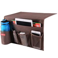 Zafit 5 Pockets Bedside Caddy, Bedside Storage Organizer for Water Bottles, Magazines, Phone, Glasses (Coffee)