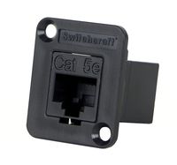 Switchcraft EHRJ45P5E RJ45 CAT5e Feedthru Panel Mount Jack, Unshielded, Plastic Black Housing