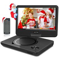WONNIE 11 inch Kids Portable DVD Player for Car, with 9 inch Swivel Screen, Rechargeable Battery, Remote Control, USB / SD Card Reader, Region Free (Black)