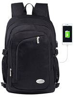 Travel Laptop Backpack, Mygreen Large College School Backpack with USB Charging Port for Mens and Women, Water-Resistant Big Business Computer Backpack Bag Fit 17.3 Inch Laptops Notebook,Black