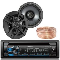 Pioneer DEH-X4900BT Car Bluetooth Radio USB AUX CD Player Receiver  Bundle Combo with 2 Kicker 43CSC654 6.5" Inch 300-Watt Car Audio 2-Way Coaxial Speakers Enrock 50 Foot 18 Gauge Speaker Wire