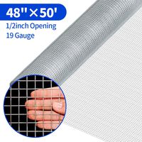 48 x 50 1/2Inch Hardware Cloth Galvanized Welded Cage Wire 19 Gauge Fence Mesh Roll Garden Plant Supports Poultry Netting Square Chicken Wire Snake Fencing Gopher Fence Racoons Rabbit Pen Gutter