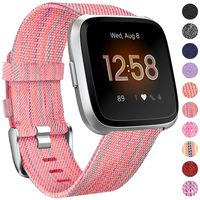 NANW Compatible with Fitbit Versa Bands, Versa Lite Edition Bands Small Large, Woven Fabric Accessories Strap Wristband Replacement Women Men
