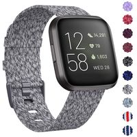 KIMILAR Woven Band Compatible with Fitbit Versa/Fitbit Versa 2/Fitbit Versa Lite Edition, Large Small Woven Fabric Breathable Men Women Versa Replacement Band for Versa Smartwatch