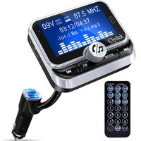 Bluetooth FM Transmitter for Car, Clydek Car Charger Adapter 1.8" Large Display Bluetooth Car Adapter with Remote Control,4 Music Play Modes,Fast Charger,Hands Free,AUX Input&Output