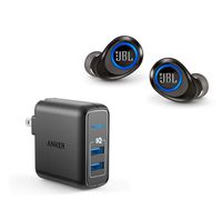 JBL Free X True Wireless in-Ear Bluetooth Headphone Bundle with 2 Port USB Wall Charger - Black