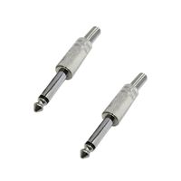 1/4 inch Male Mono Connector, Solder Type, Metal - 2 Pack