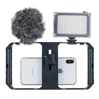 ULANZI Smartphone Video Rig + BOYA MM1 Shotgun Microphone + 96 LED Video Light w Battery for iPhone 11 Pro Max Xs Max X 8 7 6 plus OnePlus 7 Pro Samsung Vlogging