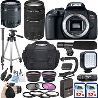 Canon EOS Rebel T7i DSLR Camera with Canon EF-S 18-55mm is STM Lens + EF 75-300mm III + 2 x 32GB SD Card Accessory Bundle - International Version