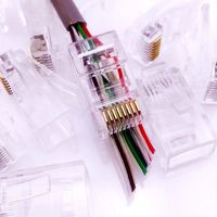 CESS Pass Through Type RJ45 CAT5 CAT5e Modular Ethernet Gold Plated Net Network End Plug Cable Connectors (LW) (50 Pack)