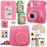 Fujifilm Instax Mini 9 Instant Printing Camera Bundle| Complete w/Case+ Instant Mini 9 Fuji Film (40-Pack) + Case + Colorful Picture Frames+ Stickers+ Selfie Mirror + Photo Album + Colored Lens & more