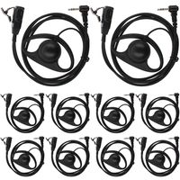 TENQ 10pack D Shape Earpiece Headset PTT for Motorola Talkabout Cobra Two Way Radio Walkie Talkie 1pin