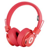 Bluetooth Headphones On Ear, Hi-Fi Stereo Foldable Over-Ear Headset with Microphone, APP to Control Headphones, Soft Earmuffs Support SD Card FM Radio Wired and Wireless Headset for Kids Adults, Red