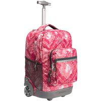 WEISHENGDA 18 inches Wheeled Rolling Backpack for Boys and Girls School Student Books Laptop Travel Trolley Bag, Pink