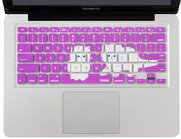 Durable Ultrathin Keyboard Cover Silicone Skin Protector (Lovely Cat Pattern) for Macbook Pro 13 15 17 Inch Purple