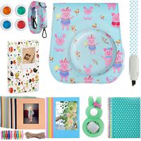 Katia Instant Camera Accessories Bundle Compatible for Fujifilm Instax Mini 9 / Mini 8+ / Mini 8 Instant Film Camera. Includes Camera Case, Album, Frame, Stickers, Strap,etc - Pig