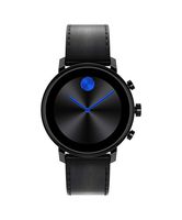 Movado Connect 2.0 Unisex Powered with Wear OS by Google Stainless Steel and Black Leather Smartwatch, Color: Black (Model: 3660029)