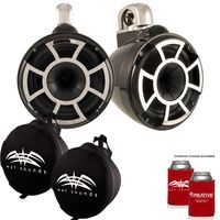 Wet Sounds REV 10 Fixed Clamp Tower Speakers with Wet Sounds Suitz Speaker Covers - Black