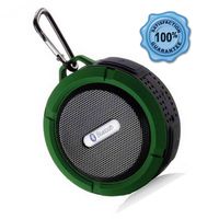 Wireless Speaker with Microphone and Speakerphone; Waterproof Portable Speaker with Suction Cup, Snap Hook and TF Card Slot; Best Bluetooth Speaker for Music and Podcasts in Shower or Outdoors (Green)
