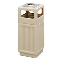 Safco Products Canmeleon Outdoor/Indoor Recessed Panel Trash Can with Ash Urn 9474TN, Tan, Decorative Fluted Panels, Stainless Steel Ashtray, 15 Gallon Capacity