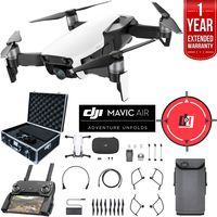 DJI Mavic Air Quadcopter Drone Arctic White Bundle with Mavic AIR Intelligent Flight Battery, Drone Landing Pad, Equipment Case and 1 Year Extended Warranty
