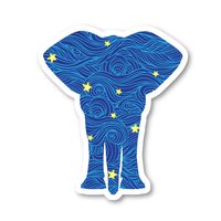 Elephant Standing Front Sticker Blue Spirals and Stars Stickers - 2 Pack - Laptop Stickers - 2.5" Vinyl Decal - Laptop, Phone, Tablet Vinyl Decal Sticker (2 Pack) S81894