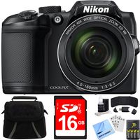 Nikon COOLPIX B500 40x Optical Zoom Digital Camera 16GB Bundle Includes Camera, Bag, 16GB Memory Card, Reader, Wallet, AA Batteries + Charger, Screen Protectors, Cleaning Kit and Beach Camera Cloth
