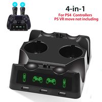 YICHUMY 4 in 1 Desk Charger Dock Quad Charging Station for PS Move Motion and PS4 Controller Playstation 4 PS4 Slim PS4 Pro (Dual Charger Dock for DualShock Controller + Dual Charger Port for PS Move