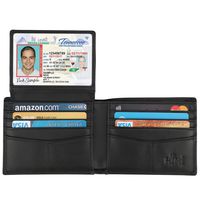 Wallet for Men-Genuine Leather RFID Blocking Bifold Stylish Wallet With 2 ID Window (Black-Smooth Leather)