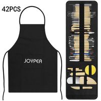 Pottery and Clay Sculpting Tools Double Sided Tool Set Sturdy Toolkit 42 Pcs for Polymer Clay Tools for Carving and Chipping Sculpting Tool Set for Beginner Carrying Case Artist Apron Cloth