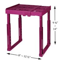 Tools for School Locker Shelf. Adjustable Width 8" - 12 1/2" and Height 9 3/4" - 14". Stackable and Heavy Duty. Ideal for School, Work and Gym Lockers (Magenta)