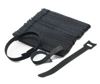 Grapelet 100 x Black Adjustable Strap Reusable Ties Tidy Wrap Hook & Loop
