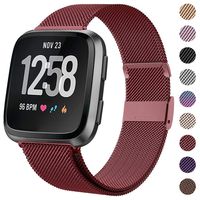 HAPAW Bands Compatible with Fitbit Versa/Versa 2, Women Men Metal Stainless Steel Replacement Sport Bracelet Strap Wristbands Accessories Small Large with Magnet Lock for Versa Smartwatch