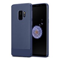 Kit Me Out World Carbon Series Case Designed for Samsung Galaxy S9, Full Matte Slim Fit Flexible TPU Minimal Durable Protection Case Cover Brushed Carbon Fiber Effect (Blue)