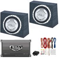 2 BOSS Audio CX122 12" 1400W Car Subwoofers + Sealed Boxes + Amplifier+ Wiring