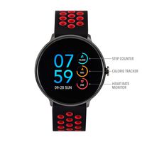 iTouch Sport Digital Smartwatch and Pedometer - Perforated Silicone Strap (Black/Red)