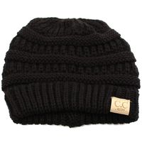 Kids Ages 2-7 Warm Chunky Thick Stretchy Knit Slouch Beanie Skull Hat Black