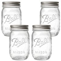 Ball Regular Mouth Mason Jars with Lids and Bands, 16-Ounces (4-Pack)