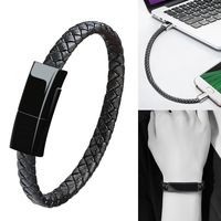 Micro USB Cable Bracelet, High Speed 2.0 USB A Male to Micro USB Data Sync & Android Charging Cable Durable Bracelet Charger Cord for Samsung, Kindle, Nexus, LG, Fire Tablets & More Black-7.9 inch